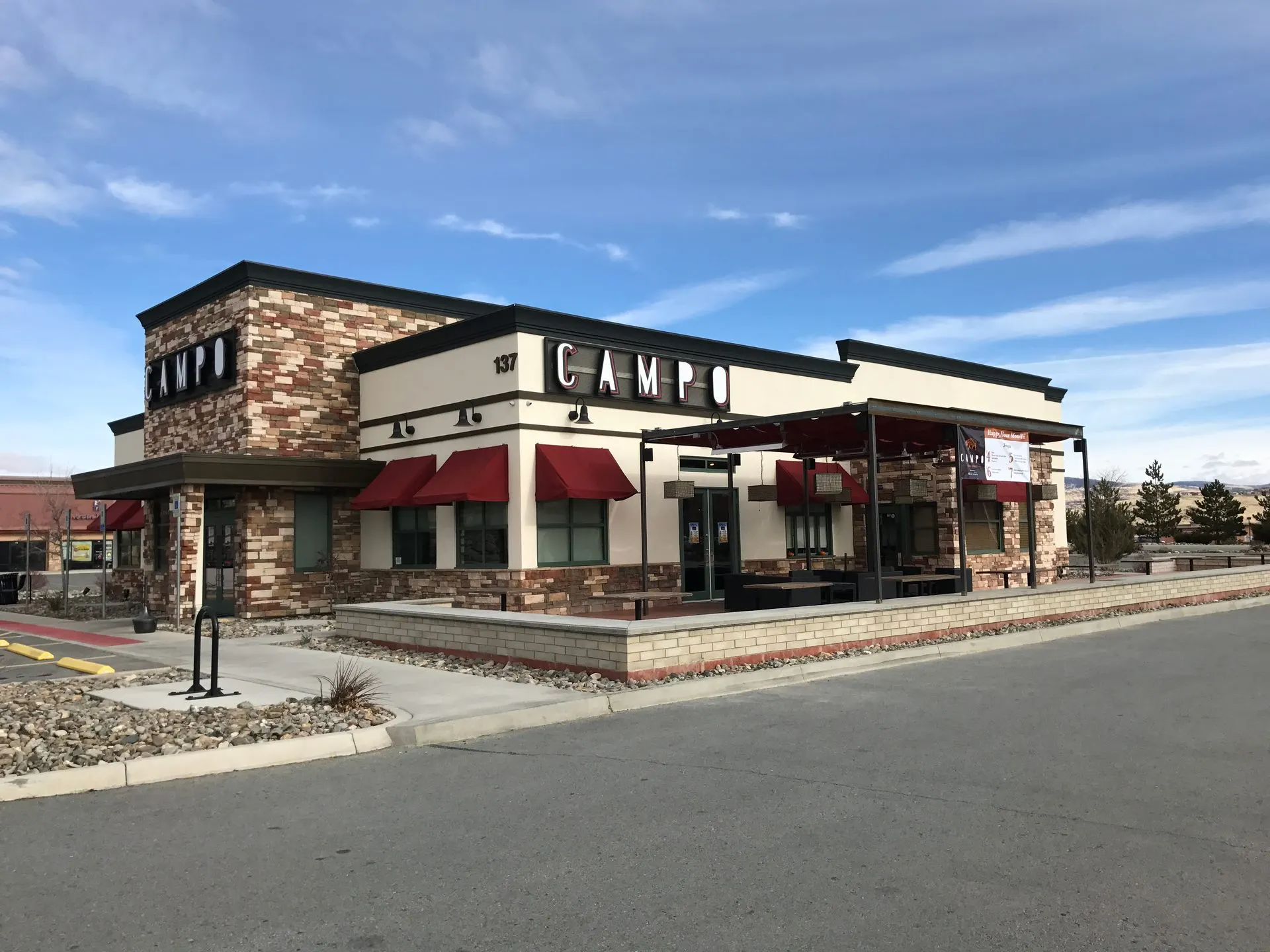 Campo restaurant exterior with completed site and frontage improvements